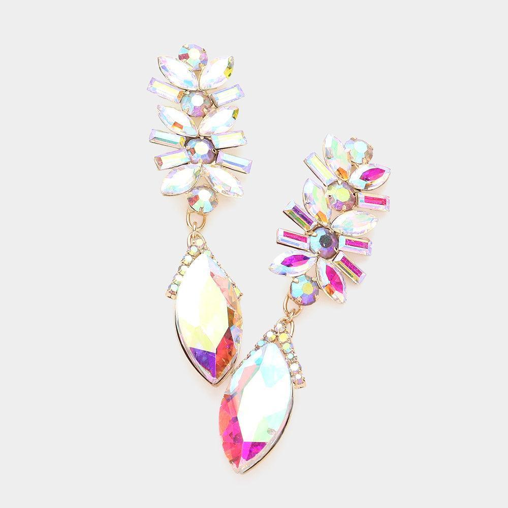 Gold Multi Stone Cluster Dangle Evening Earrings - Jewelry Store by Erik Rayo