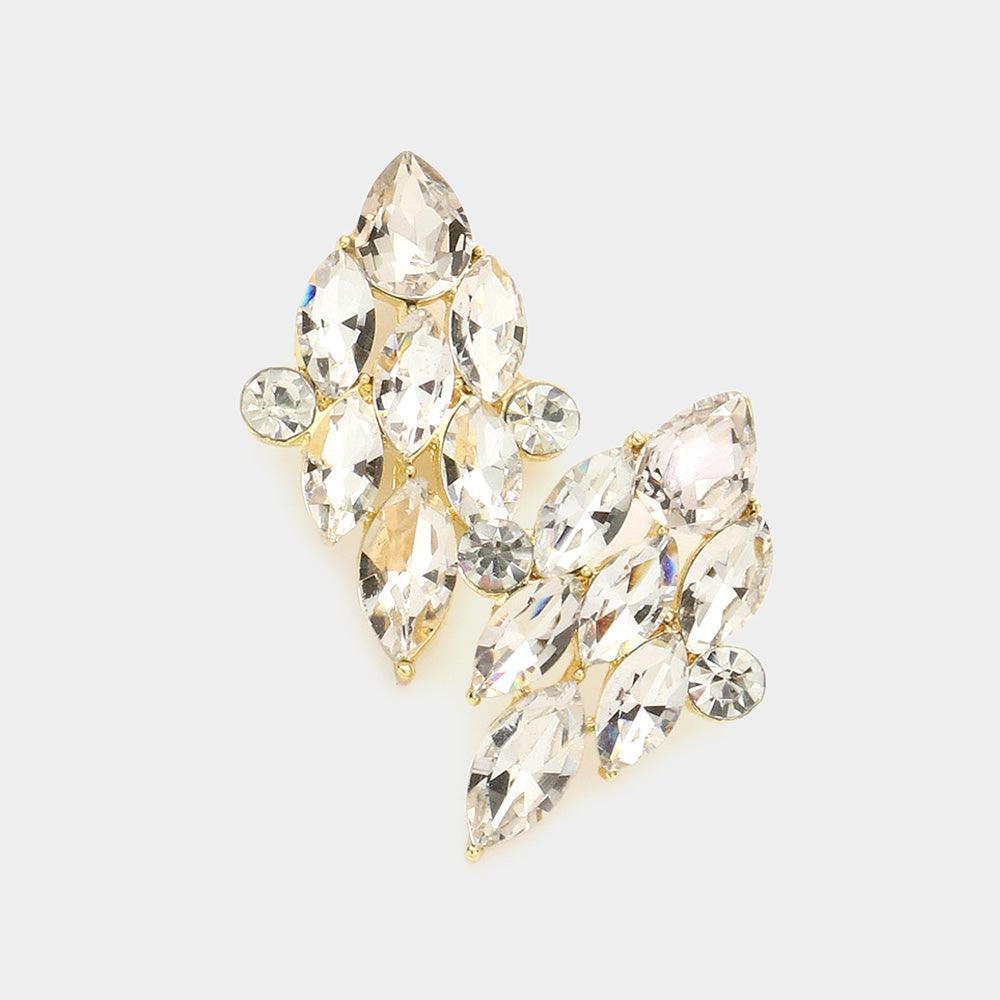 Gold Marquise Stone Cluster Evening Earrings - Jewelry Store by Erik Rayo