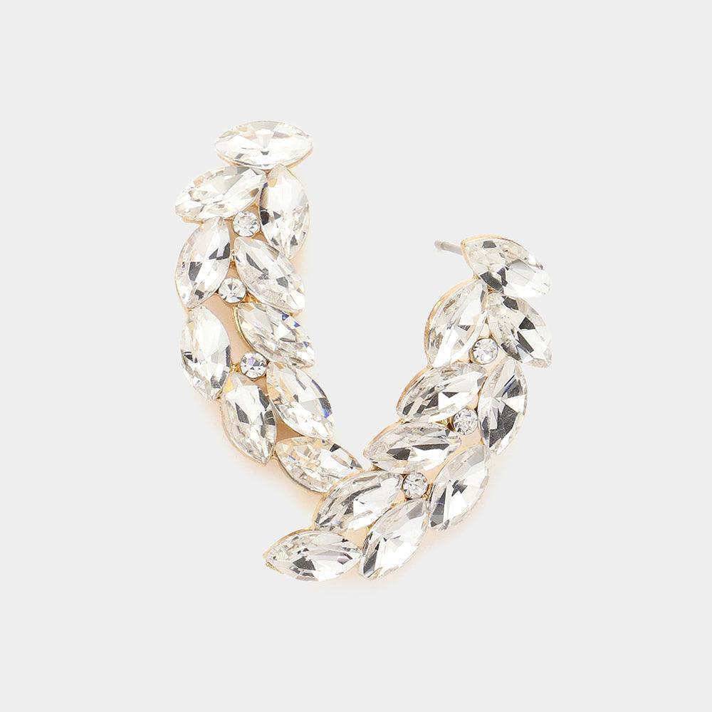 Gold Marquise Stone Cluster Evening Earrings - Jewelry Store by Erik Rayo