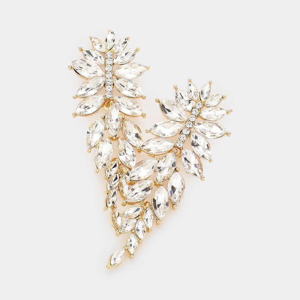 Gold Marquise Stone Cluster Evening Earrings - Jewelry Store by Erik Rayo