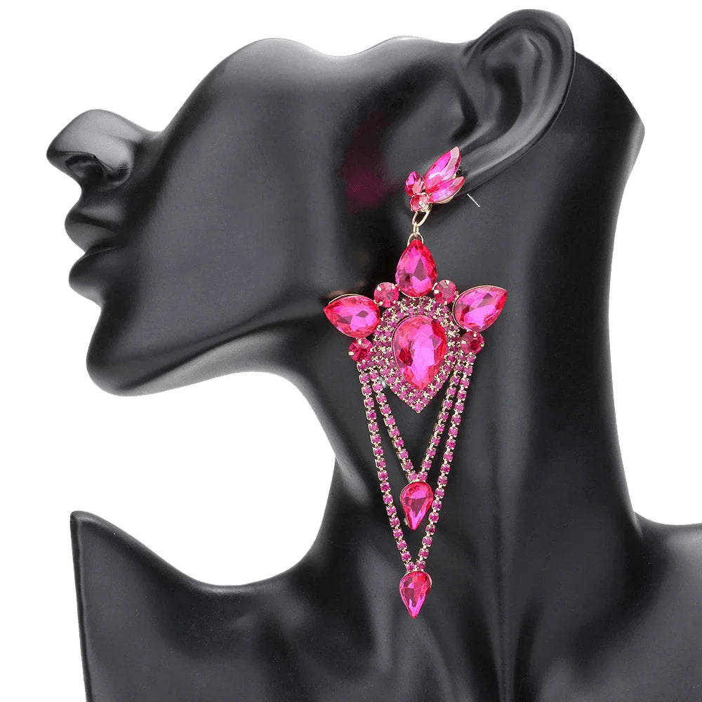 Gold Marquise Teardrop Cluster Evening Earrings - Jewelry Store by Erik Rayo