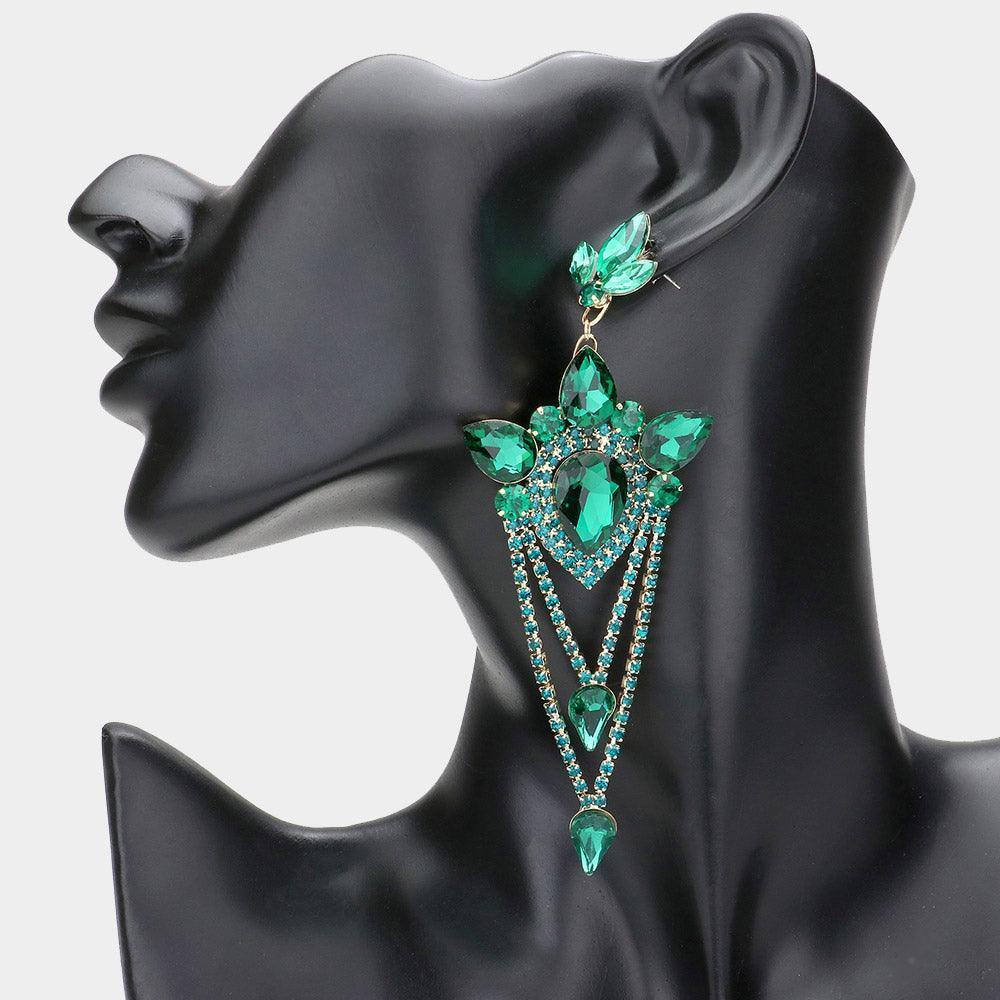 Gold Marquise Teardrop Cluster Evening Earrings - Jewelry Store by Erik Rayo
