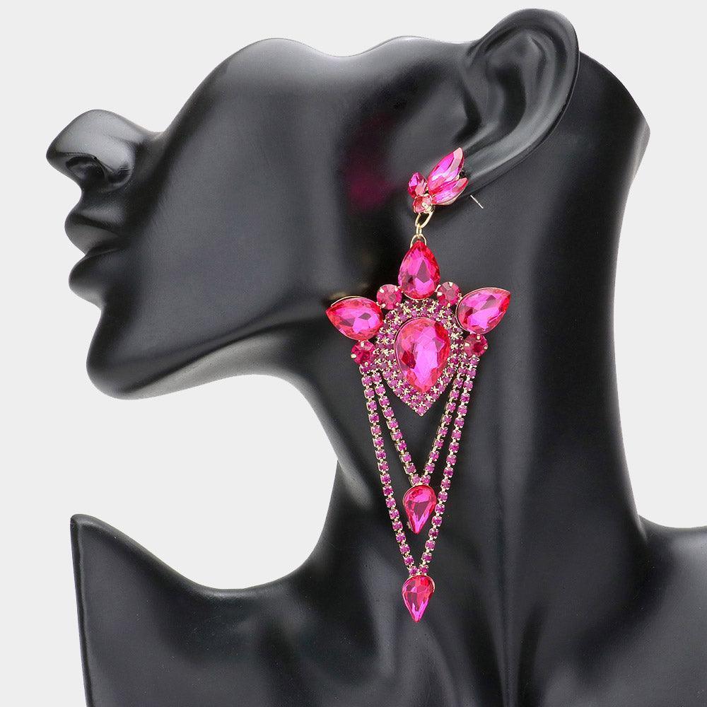 Gold Marquise Teardrop Cluster Evening Earrings - Jewelry Store by Erik Rayo