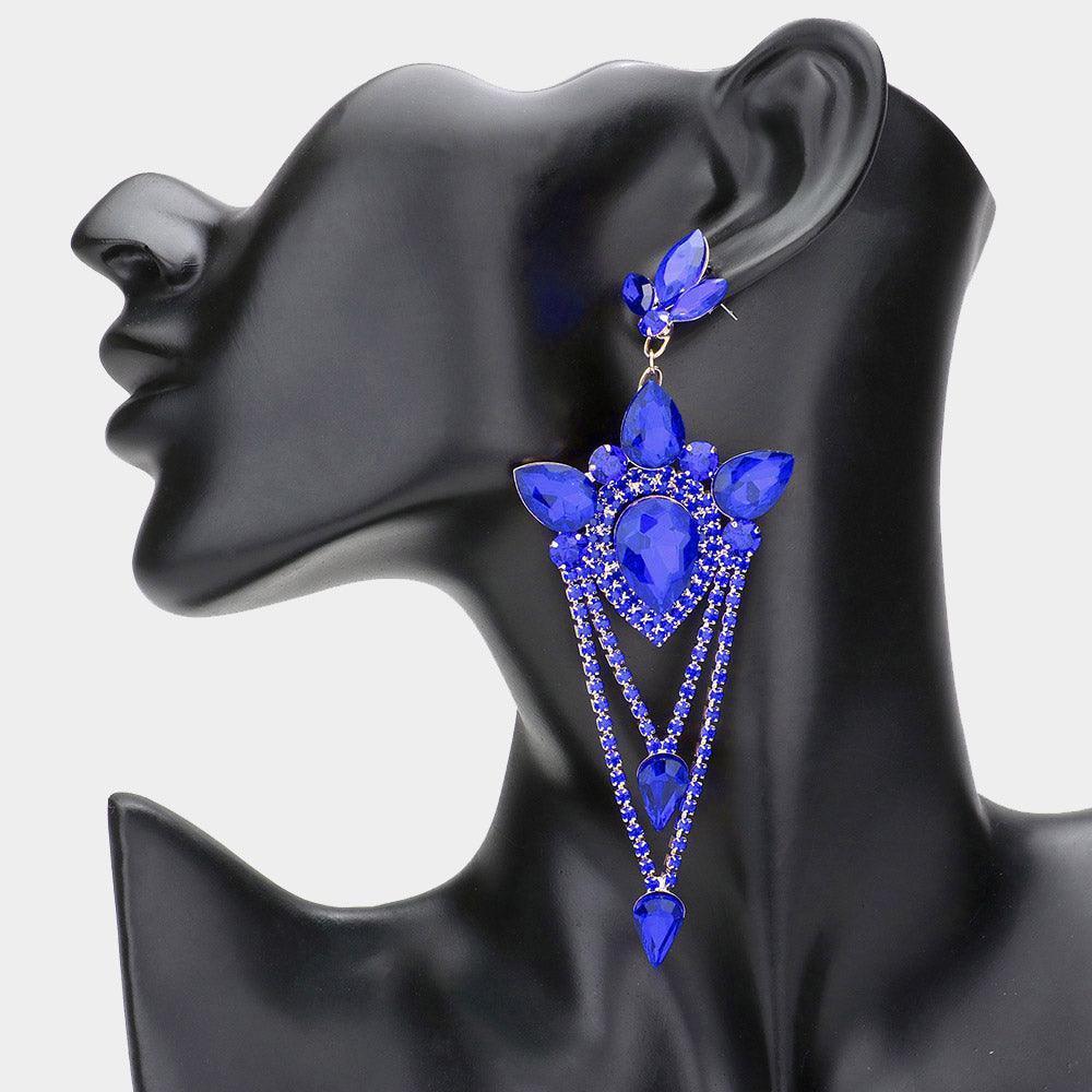 Gold Marquise Teardrop Cluster Evening Earrings - Jewelry Store by Erik Rayo