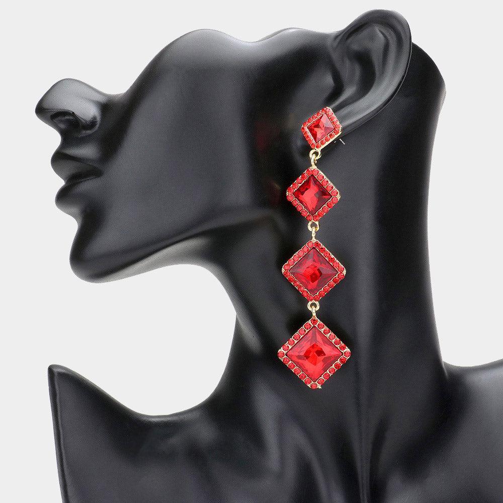 Gold Diamond Stone Cluster Dropdown Evening Earrings - Jewelry Store by Erik Rayo