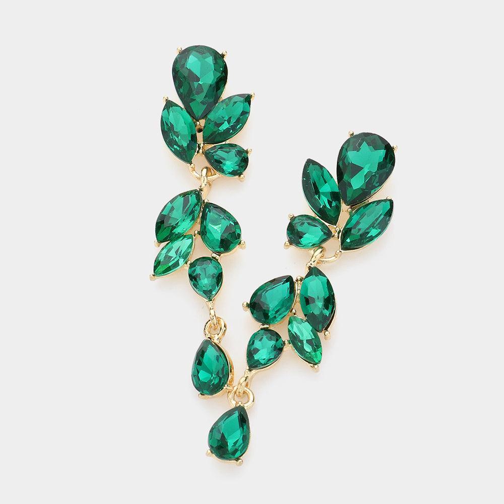 Gold Marquise Teardrop Cluster Dropdown Evening Earrings - Jewelry Store by Erik Rayo