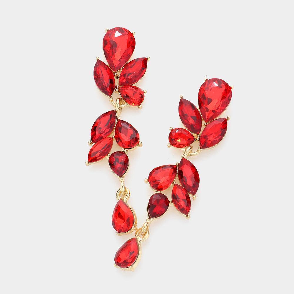 Gold Marquise Teardrop Cluster Dropdown Evening Earrings - Jewelry Store by Erik Rayo