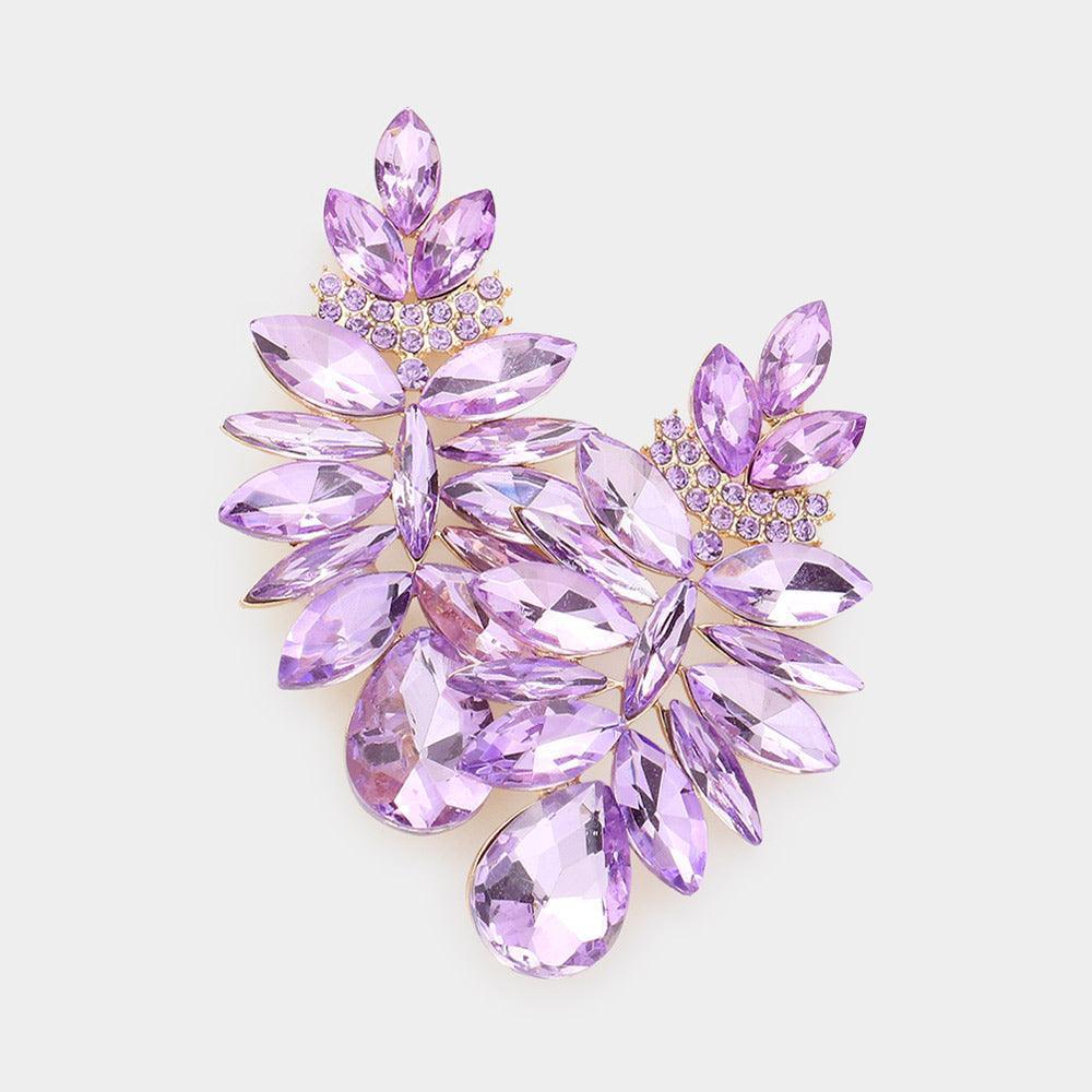Gold Marquise Stone Cluster Teardrop Dangle Evening Earrings - Jewelry Store by Erik Rayo