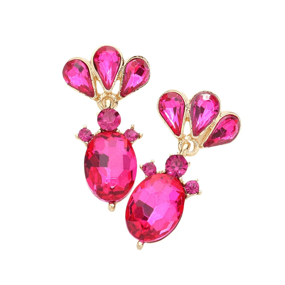 Gold Marquise Teardrop Stone Cluster Dangle Evening Earrings - Jewelry Store by Erik Rayo
