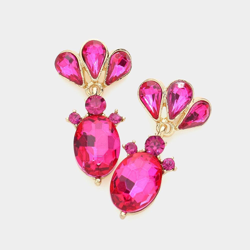 Gold Marquise Teardrop Stone Cluster Dangle Evening Earrings - Jewelry Store by Erik Rayo