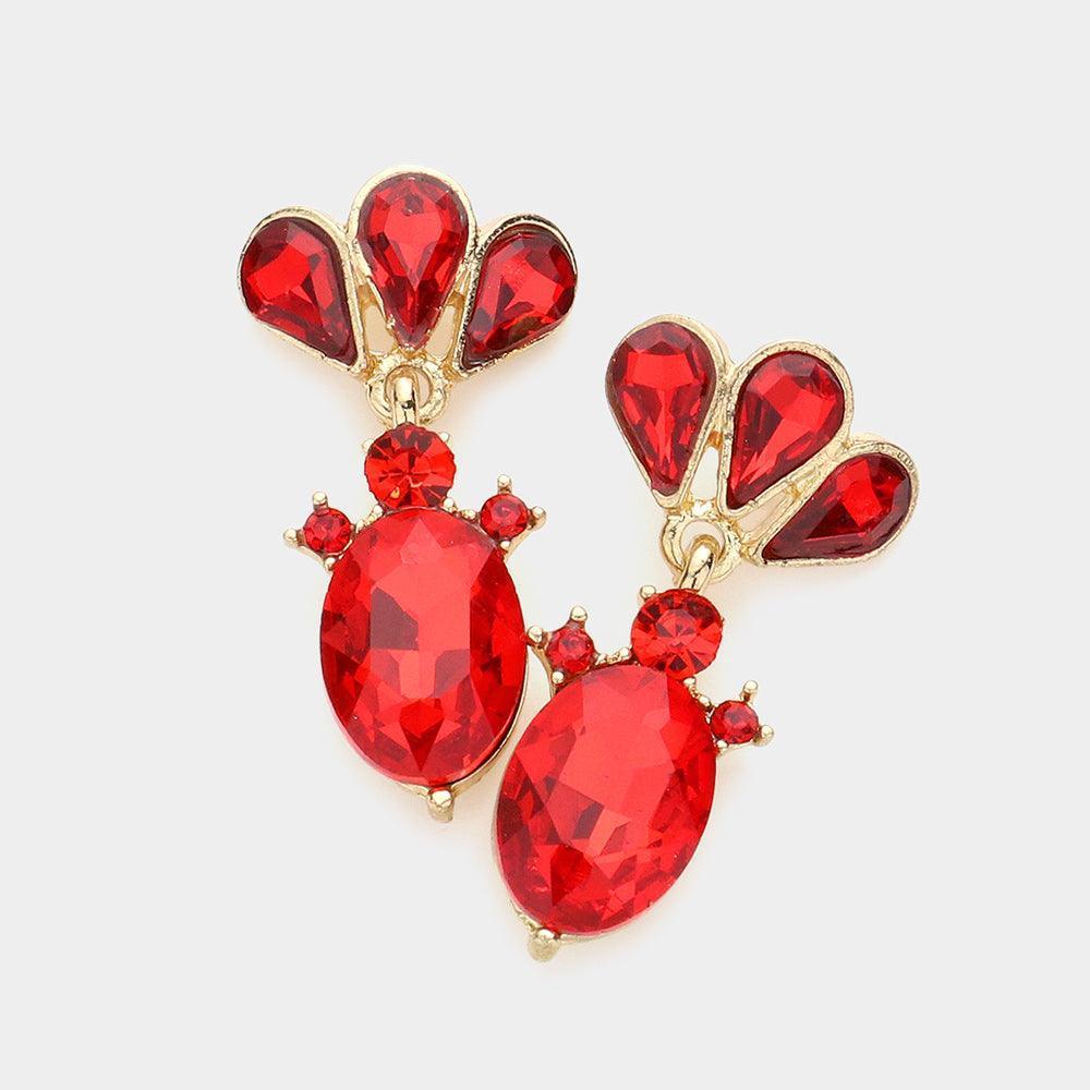 Gold Marquise Teardrop Stone Cluster Dangle Evening Earrings - Jewelry Store by Erik Rayo
