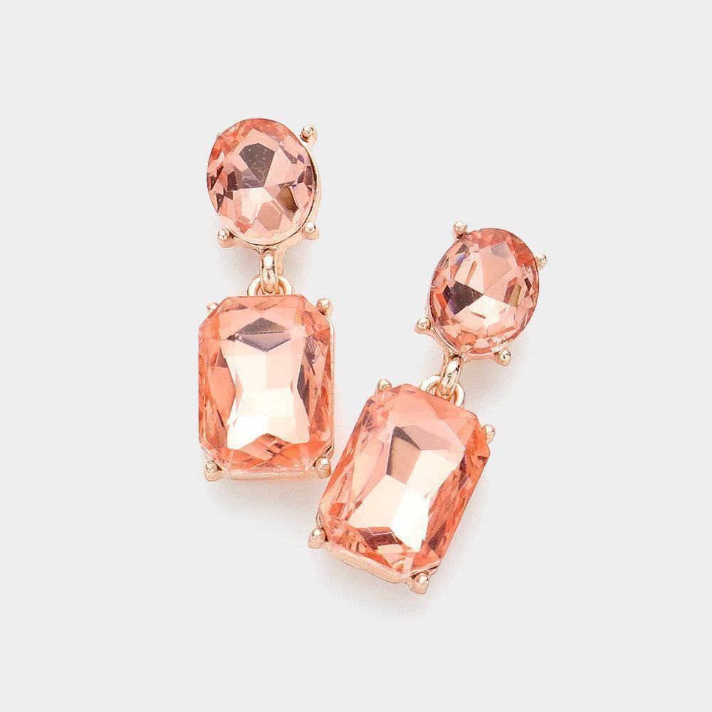 Gold Square Stone Cluster Dangle Evening Earrings - Jewelry Store by Erik Rayo