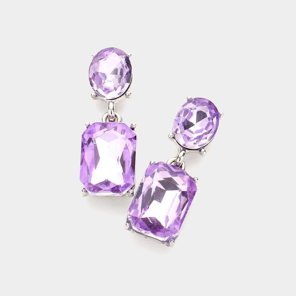 Silver Square Stone Cluster Dangle Evening Earrings - Jewelry Store by Erik Rayo