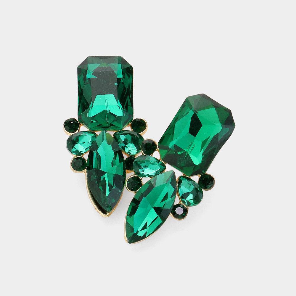 Gold Square Marquise Stone Cluster Evening Earrings - Jewelry Store by Erik Rayo