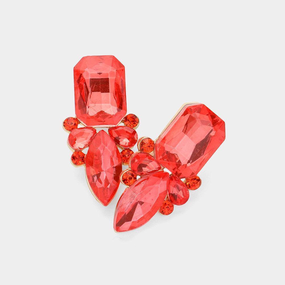 Gold Square Marquise Stone Cluster Evening Earrings - Jewelry Store by Erik Rayo