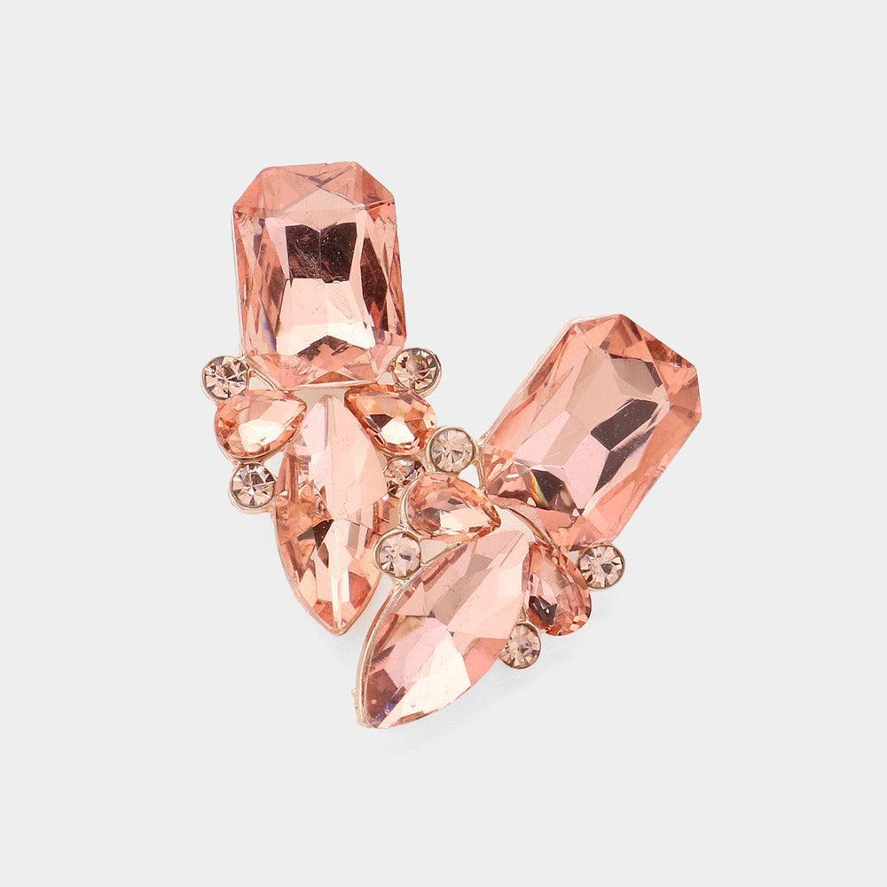 Gold Square Marquise Stone Cluster Evening Earrings - Jewelry Store by Erik Rayo