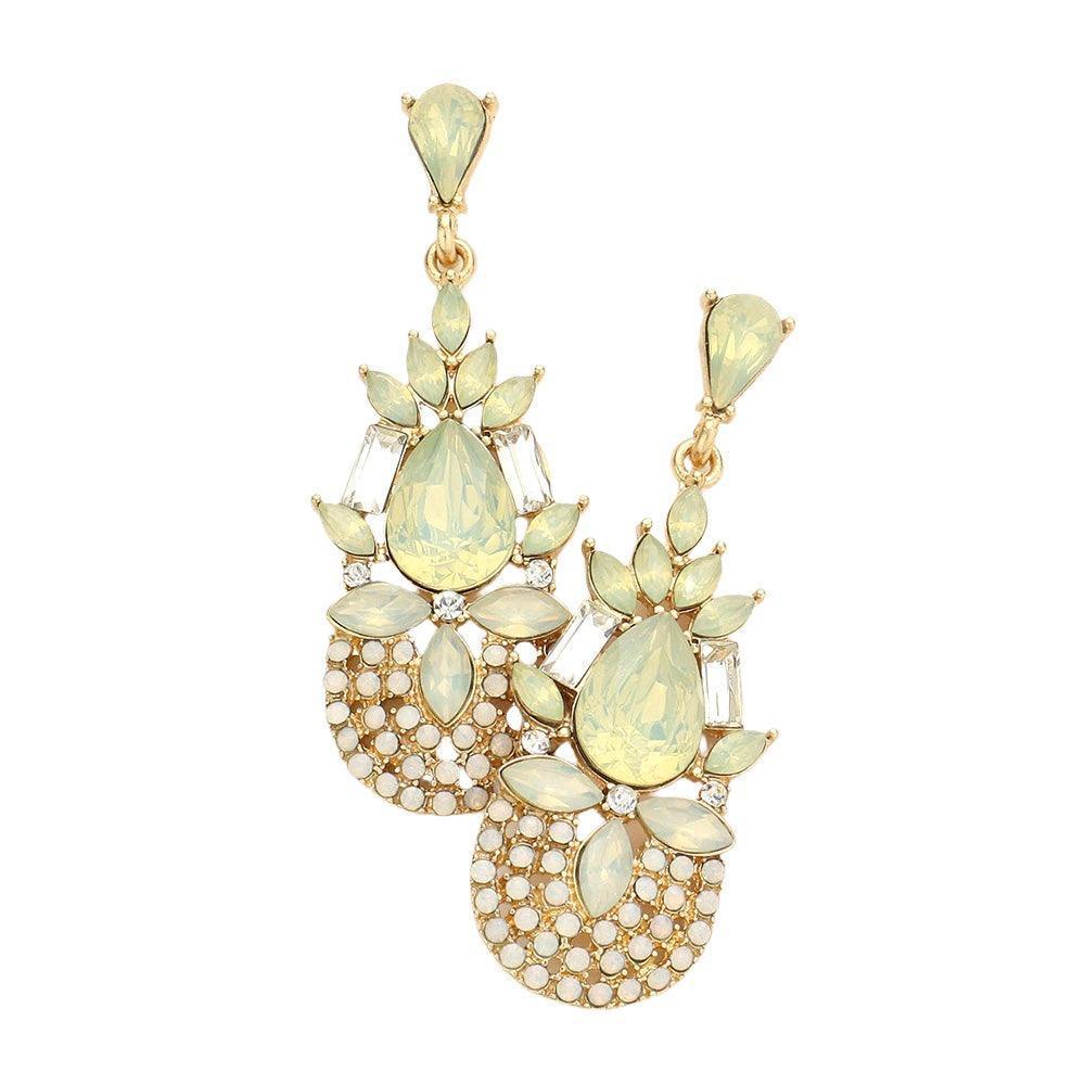White Crystal rhinestone teardrop statement evening earrings - Jewelry Store by Erik Rayo
