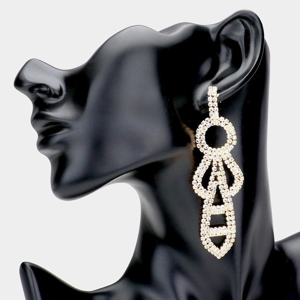 Gold Abstract Rhinestone Evening Earrings - Jewelry Store by Erik Rayo