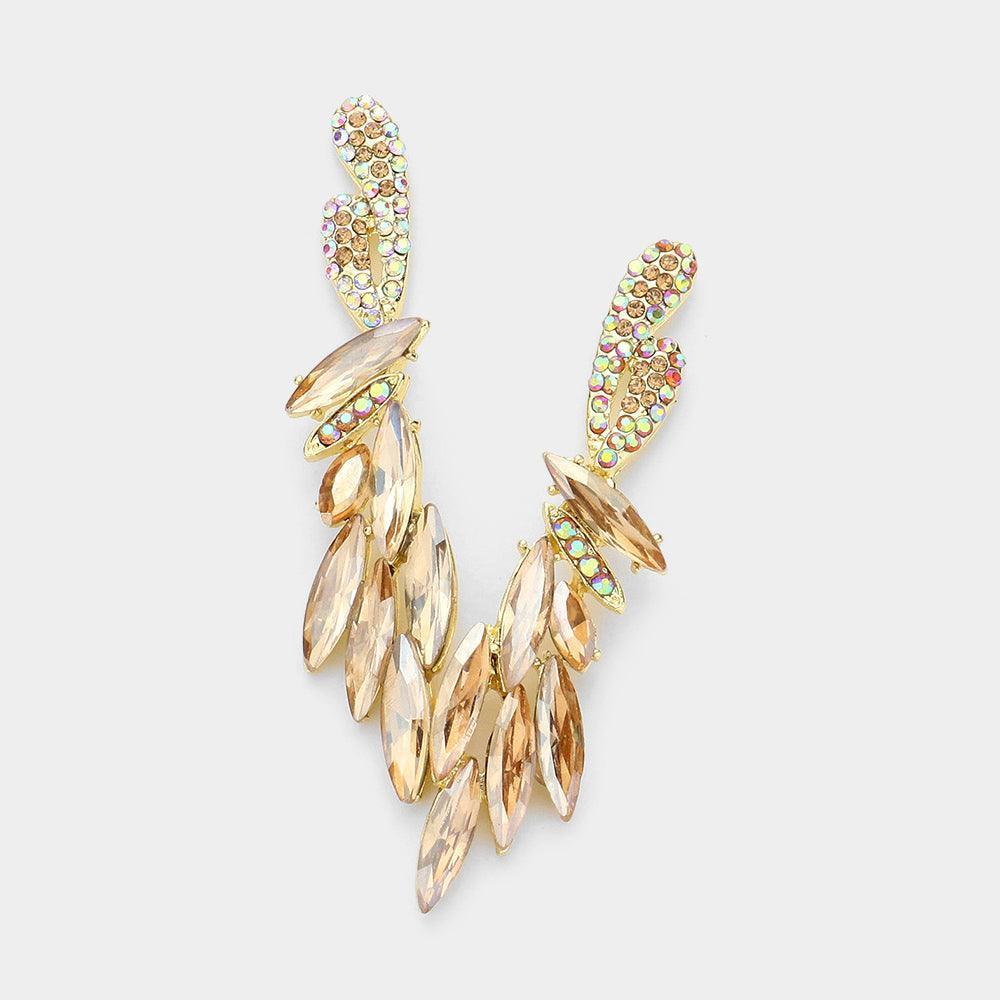Gold Marquise Stone Cluster Evening Earrings - Jewelry Store by Erik Rayo