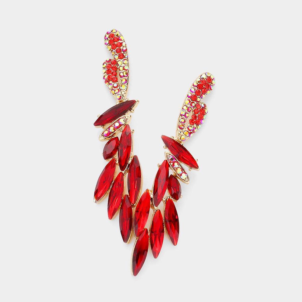 Gold Marquise Stone Cluster Evening Earrings - Jewelry Store by Erik Rayo