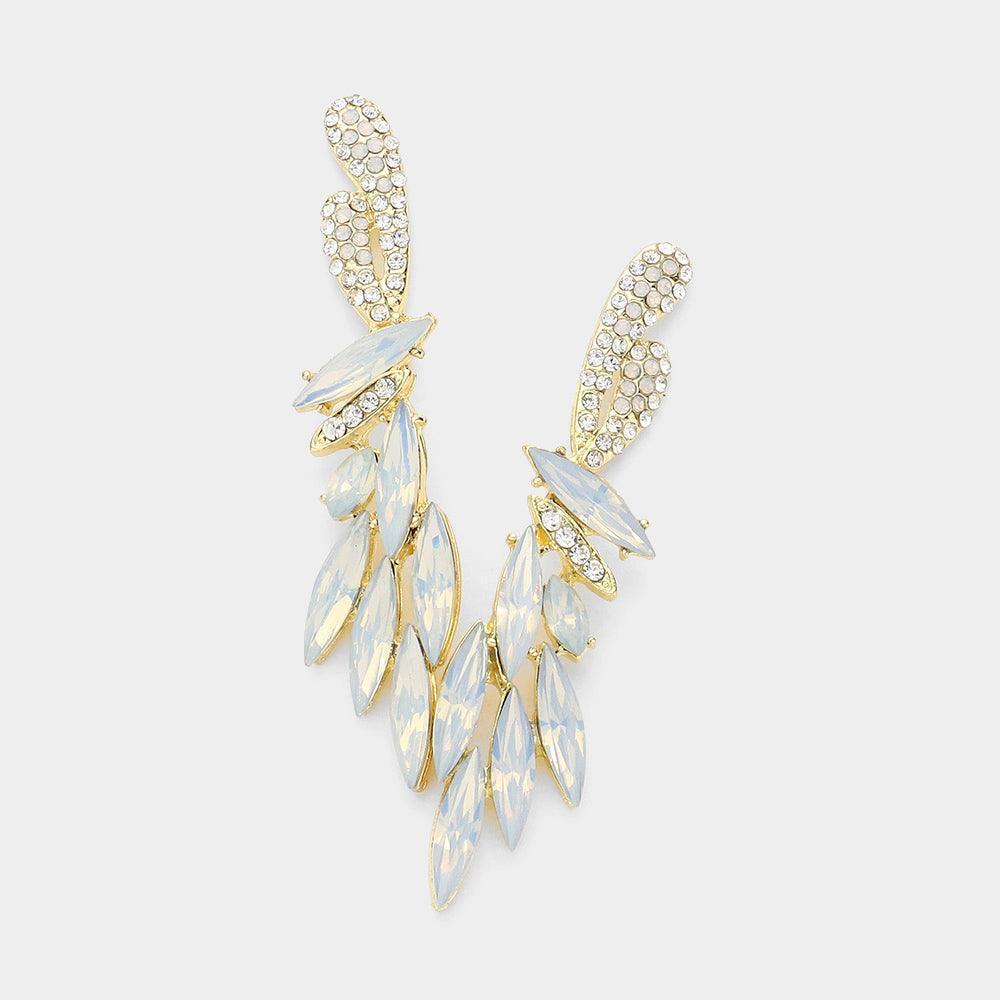 White Marquise Stone Cluster Evening Earrings - Jewelry Store by Erik Rayo