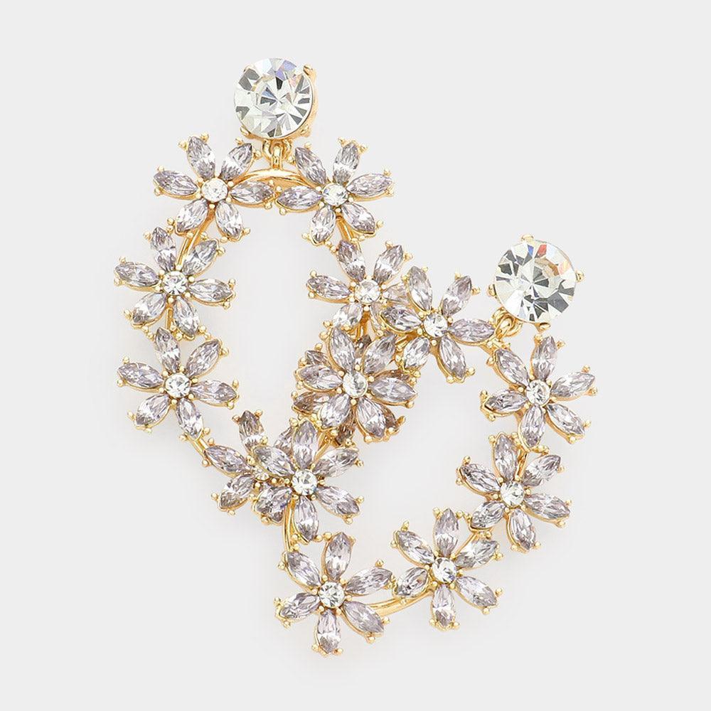 Gold Flower Cluster Dangle Evening Earrings - Jewelry Store by Erik Rayo