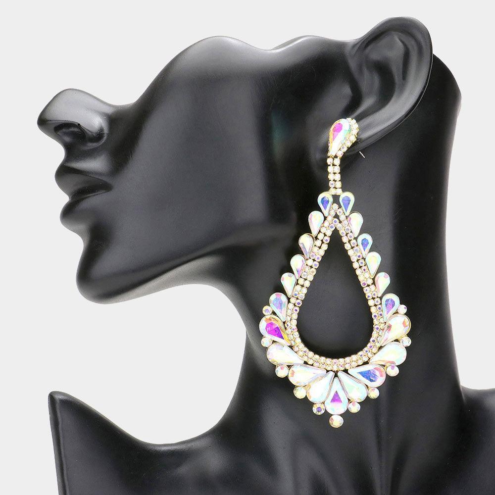 Gold Oversized Cut Out Teardrop Cluster Vine Evening Earrings - Jewelry Store by Erik Rayo