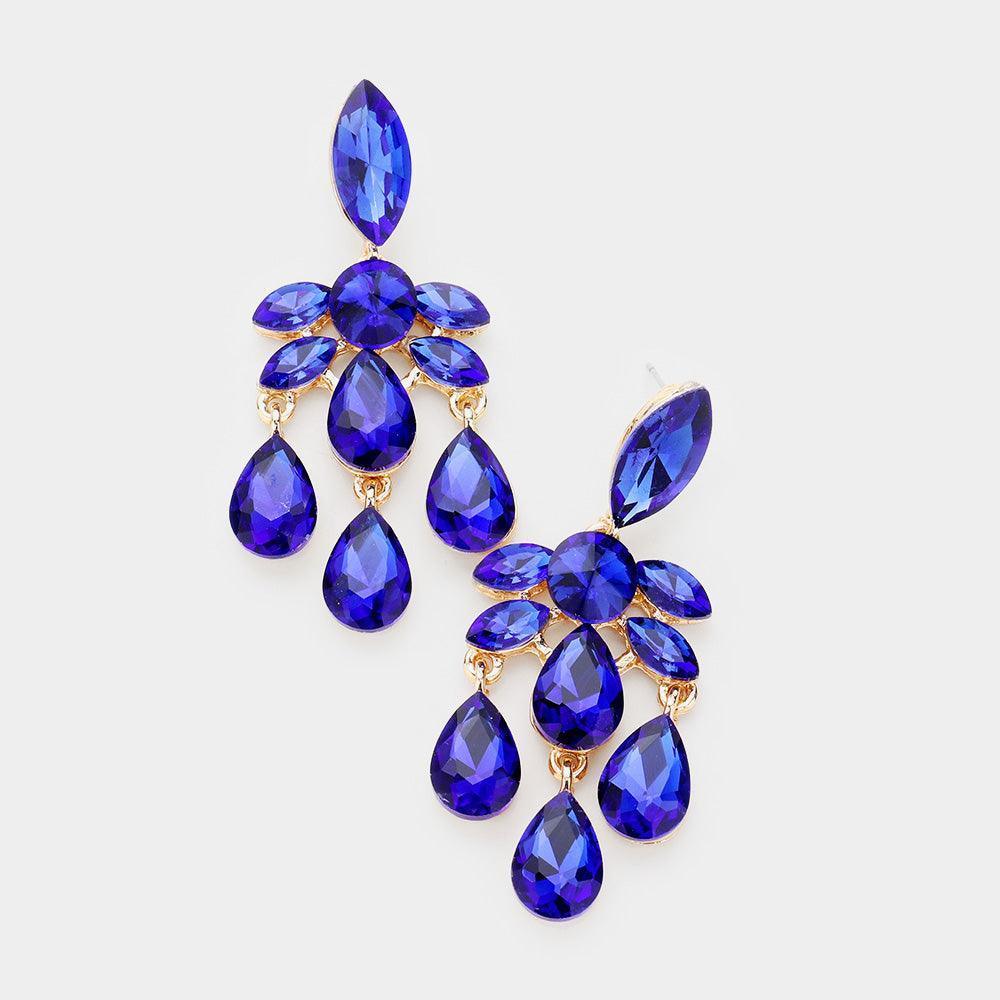 Gold Glass Crystal Marquise Teardrop Chandelier Evening Earrings - Jewelry Store by Erik Rayo