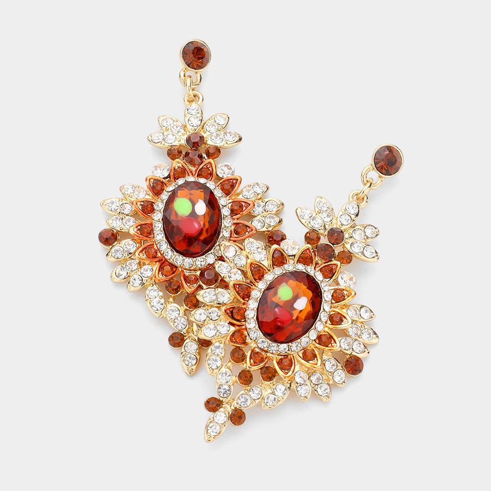 Gold Sunflower Drop Evening Earrings - Jewelry Store by Erik Rayo
