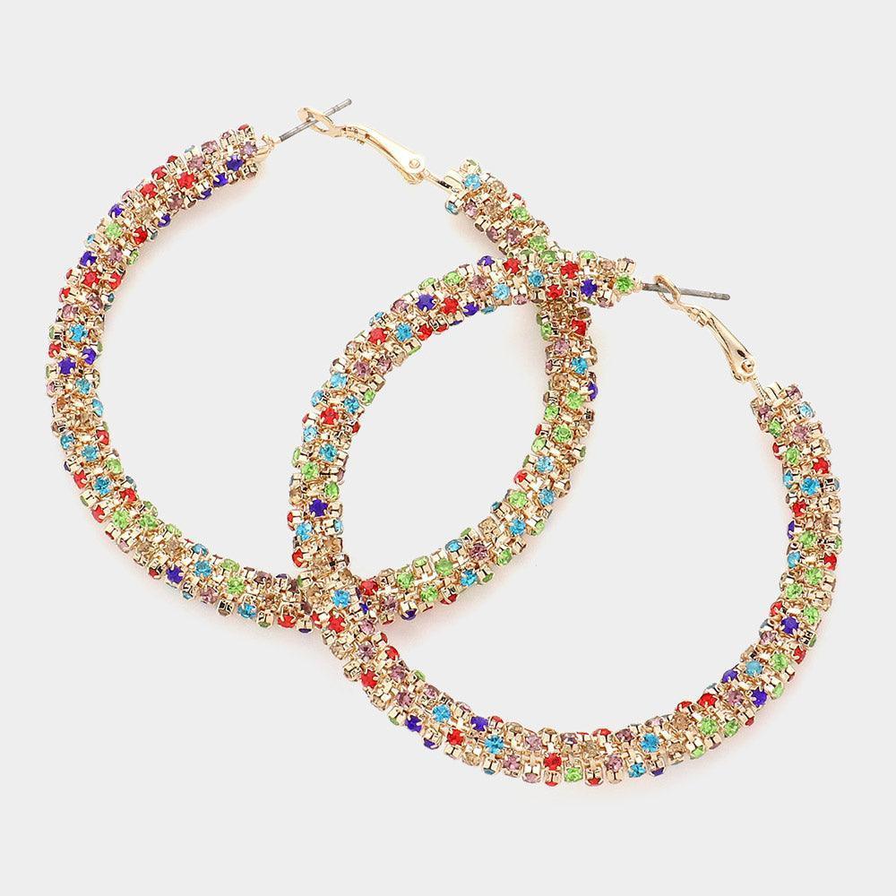 Gold Stone Paved Twisted Hoop Earrings - Jewelry Store by Erik Rayo