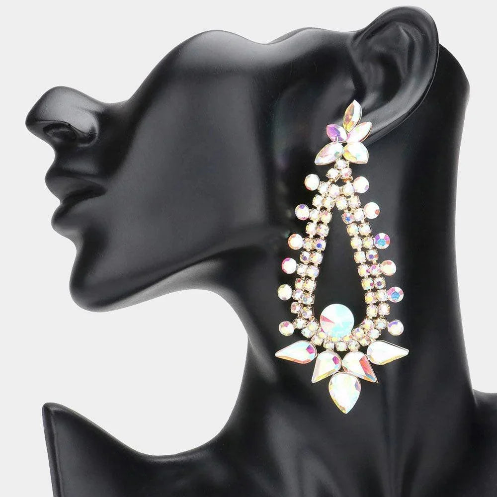 Gold Teardrop Round Cluster Embellished Dangle Evening Earrings - Jewelry Store by Erik Rayo