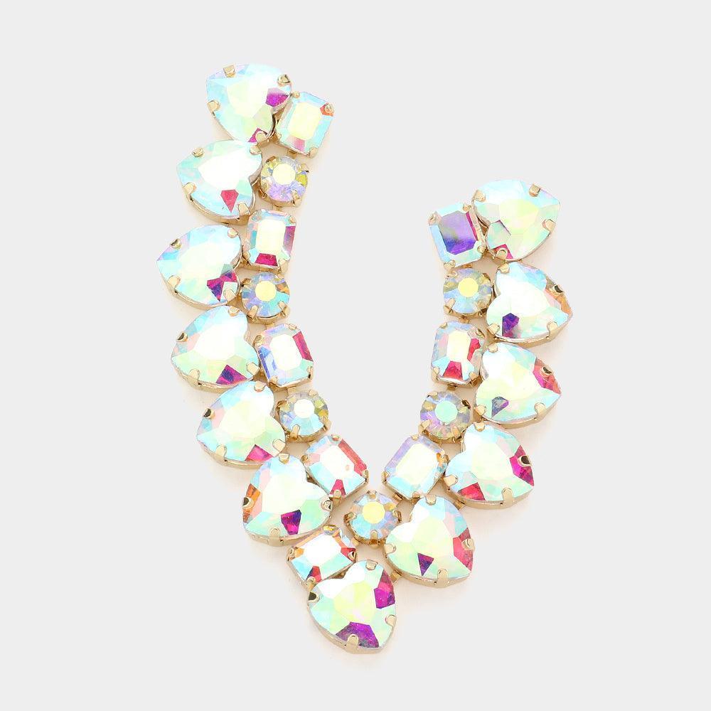 Gold Heart Stone Cluster Evening Earrings - Jewelry Store by Erik Rayo