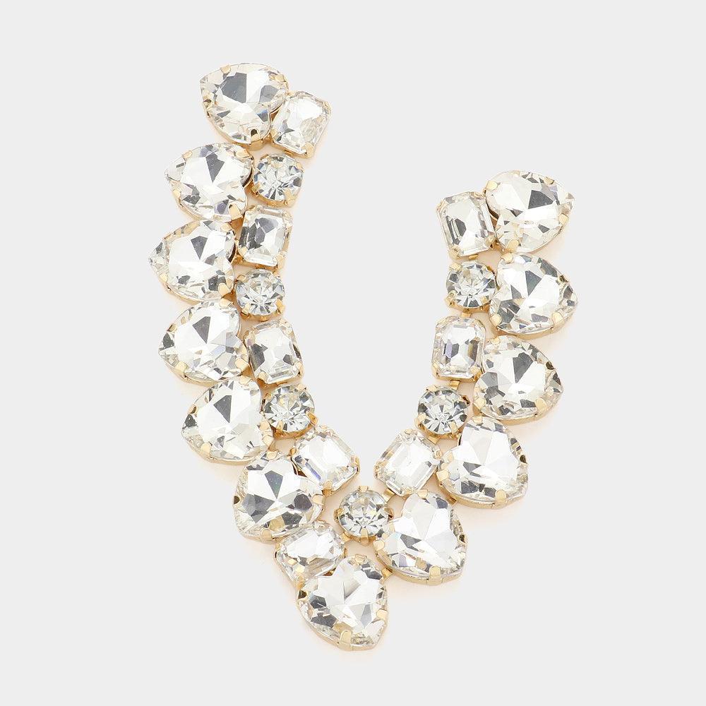 Gold Heart Stone Cluster Evening Earrings - Jewelry Store by Erik Rayo