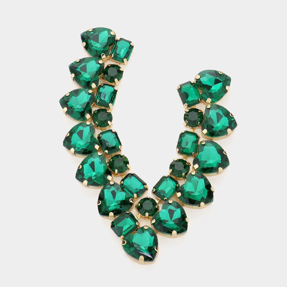 Gold Heart Stone Cluster Evening Earrings - Jewelry Store by Erik Rayo