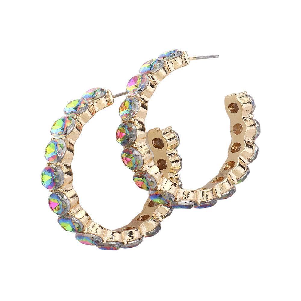 Gold Round Stone Cluster Hoop Earrings - Jewelry Store by Erik Rayo