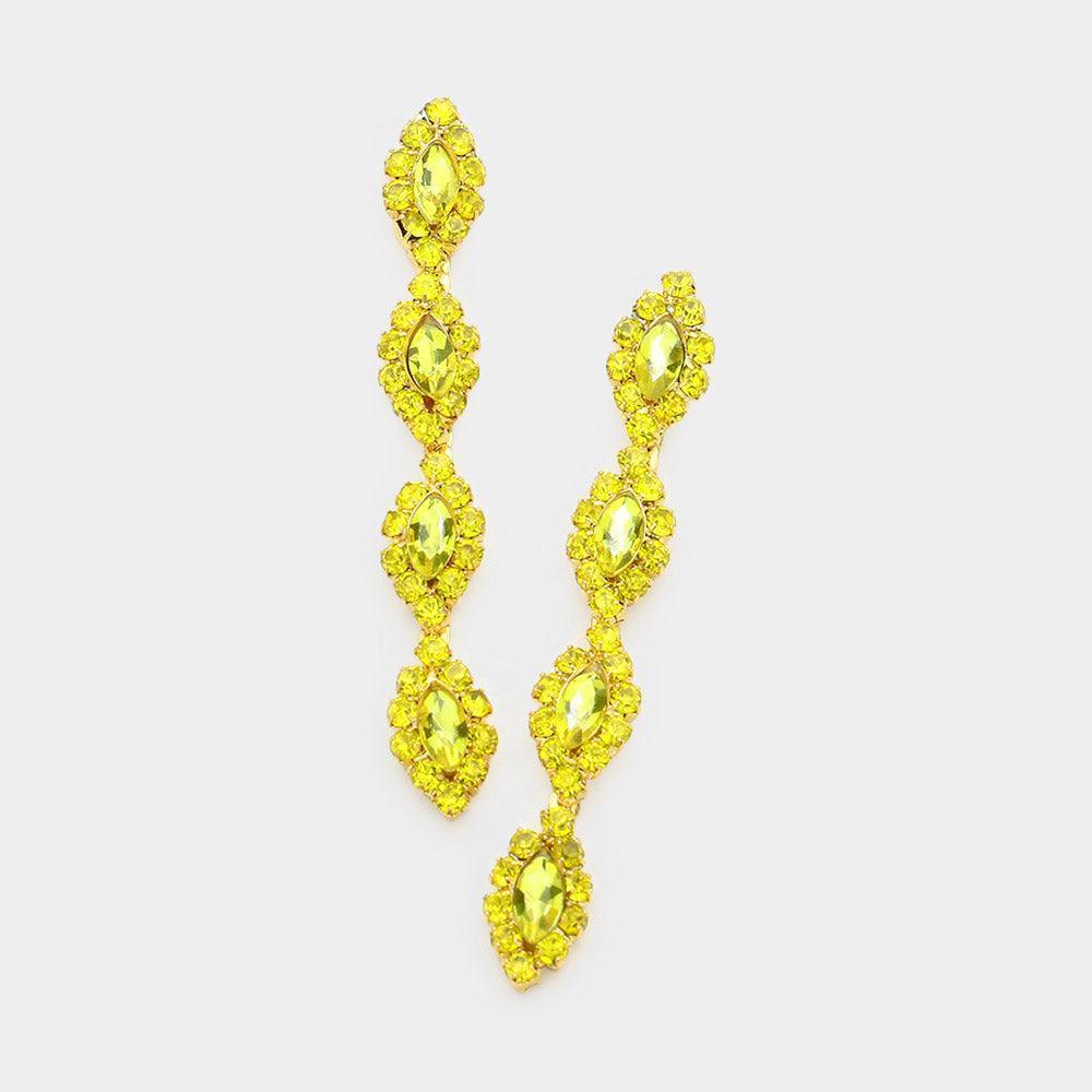 Yellow Marquise Stone Accented Dangle Evening Earrings - Jewelry Store by Erik Rayo