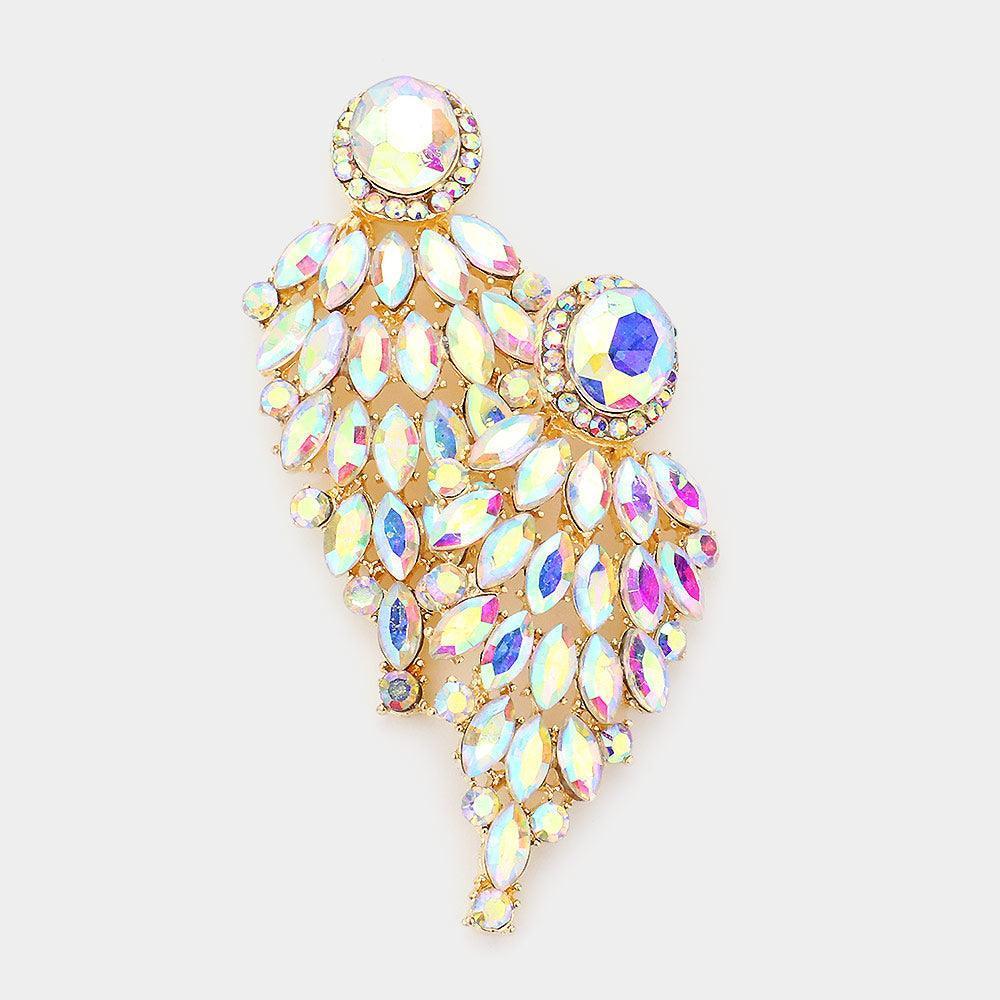 Gold Marquise Stone Cluster Vine Dangle Evening Earrings - Jewelry Store by Erik Rayo