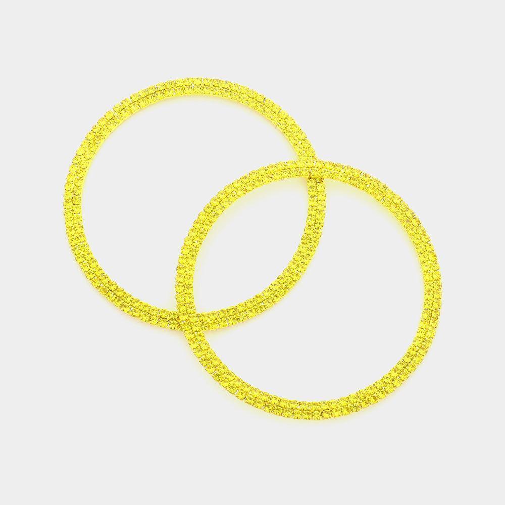 Yellow Oversized Rhinestone Pave Open Circle Evening Earrings - Jewelry Store by Erik Rayo