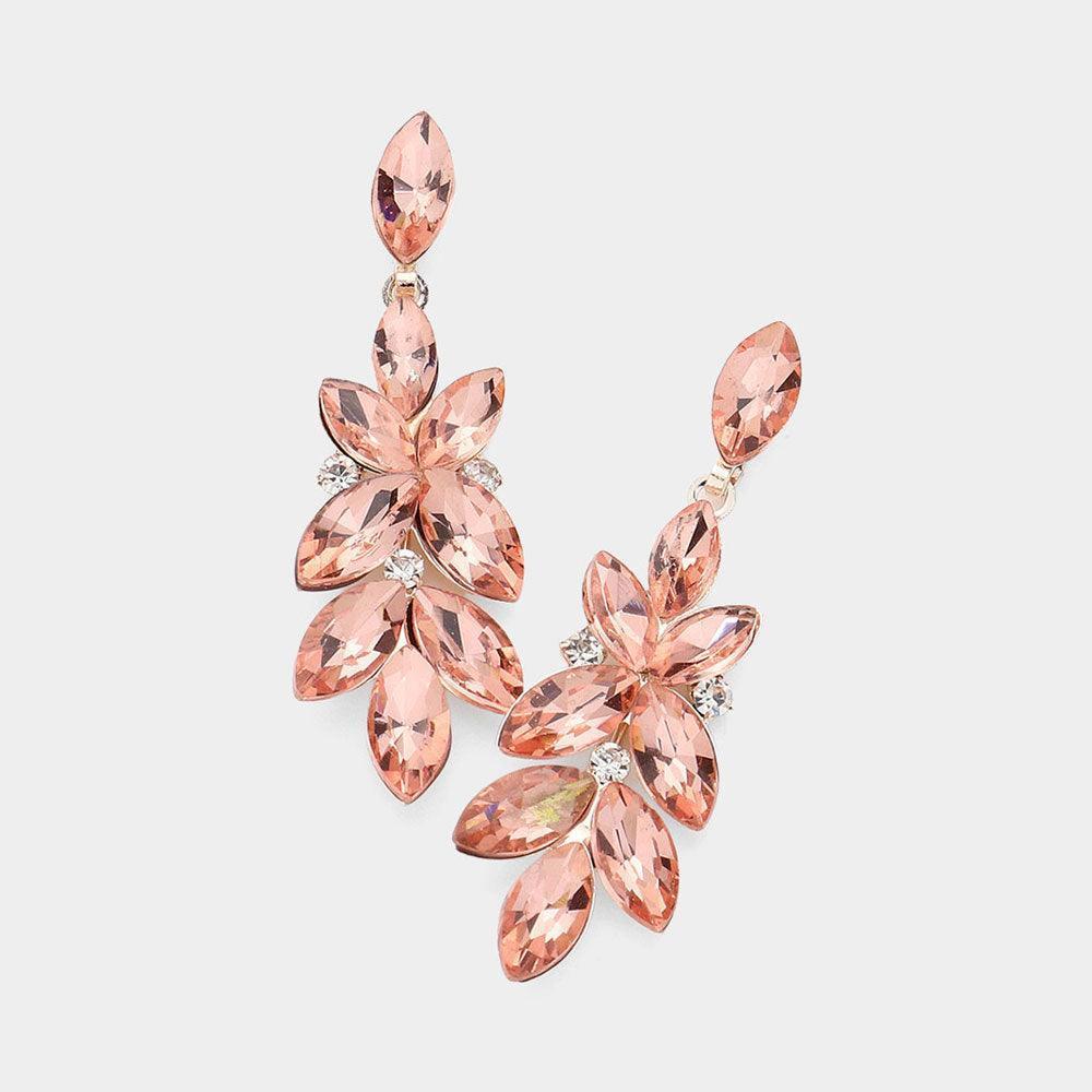 Gold Marquise Stone Cluster Embellished Evening Earrings - Jewelry Store by Erik Rayo