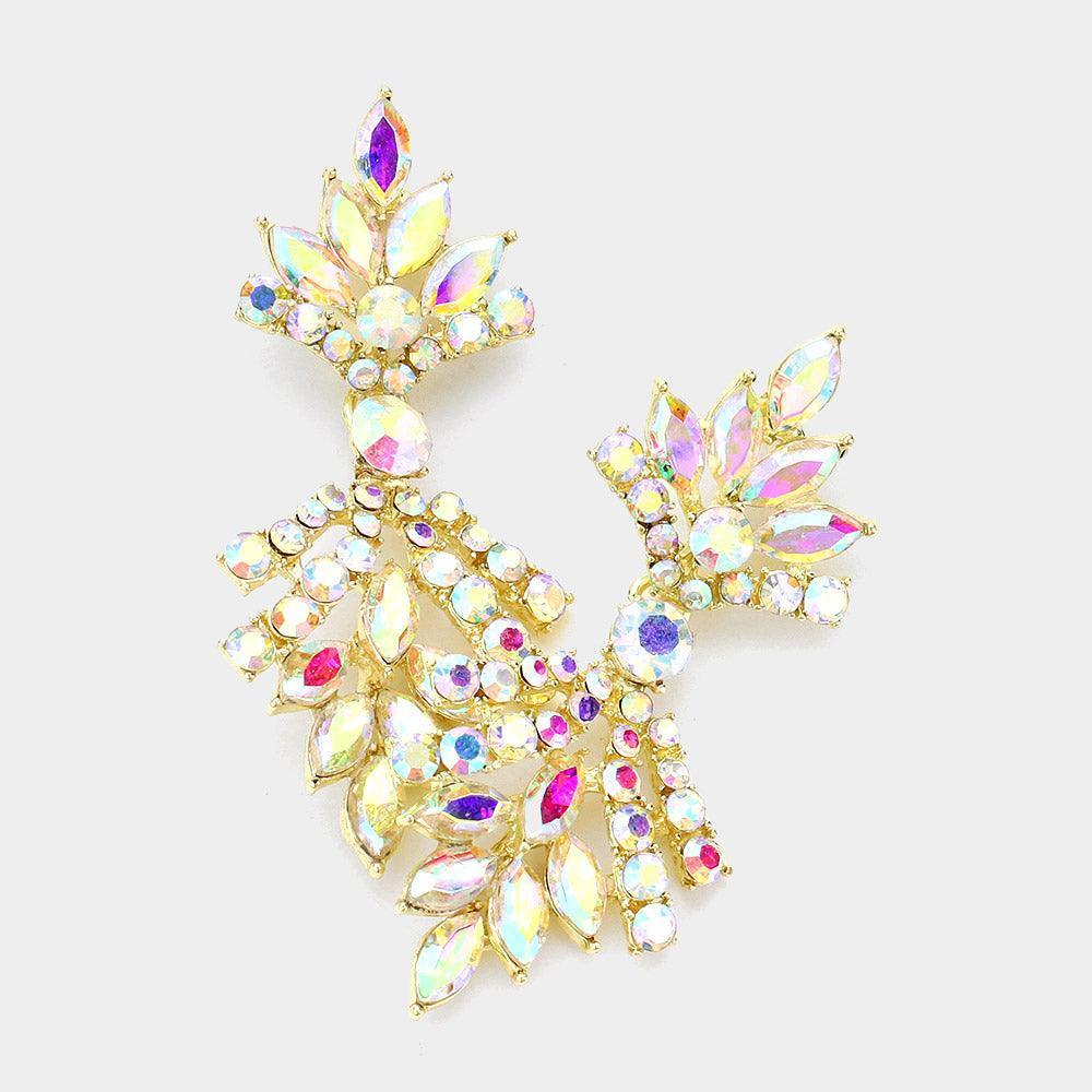 Gold Marquise Round Stone Cluster Evening Earrings - Jewelry Store by Erik Rayo