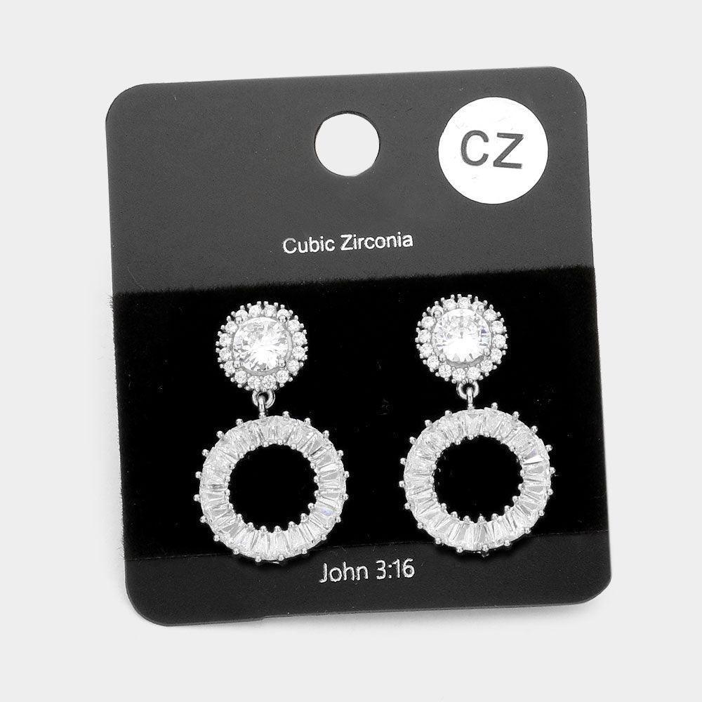 CZ Double Round Link Dangle Evening Earrings - Jewelry Store by Erik Rayo