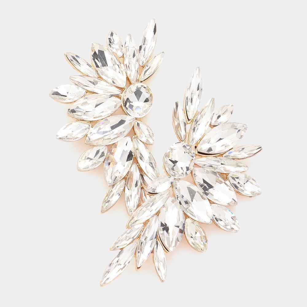 Gold Marquise Stone Cluster Evening Earrings - Jewelry Store by Erik Rayo