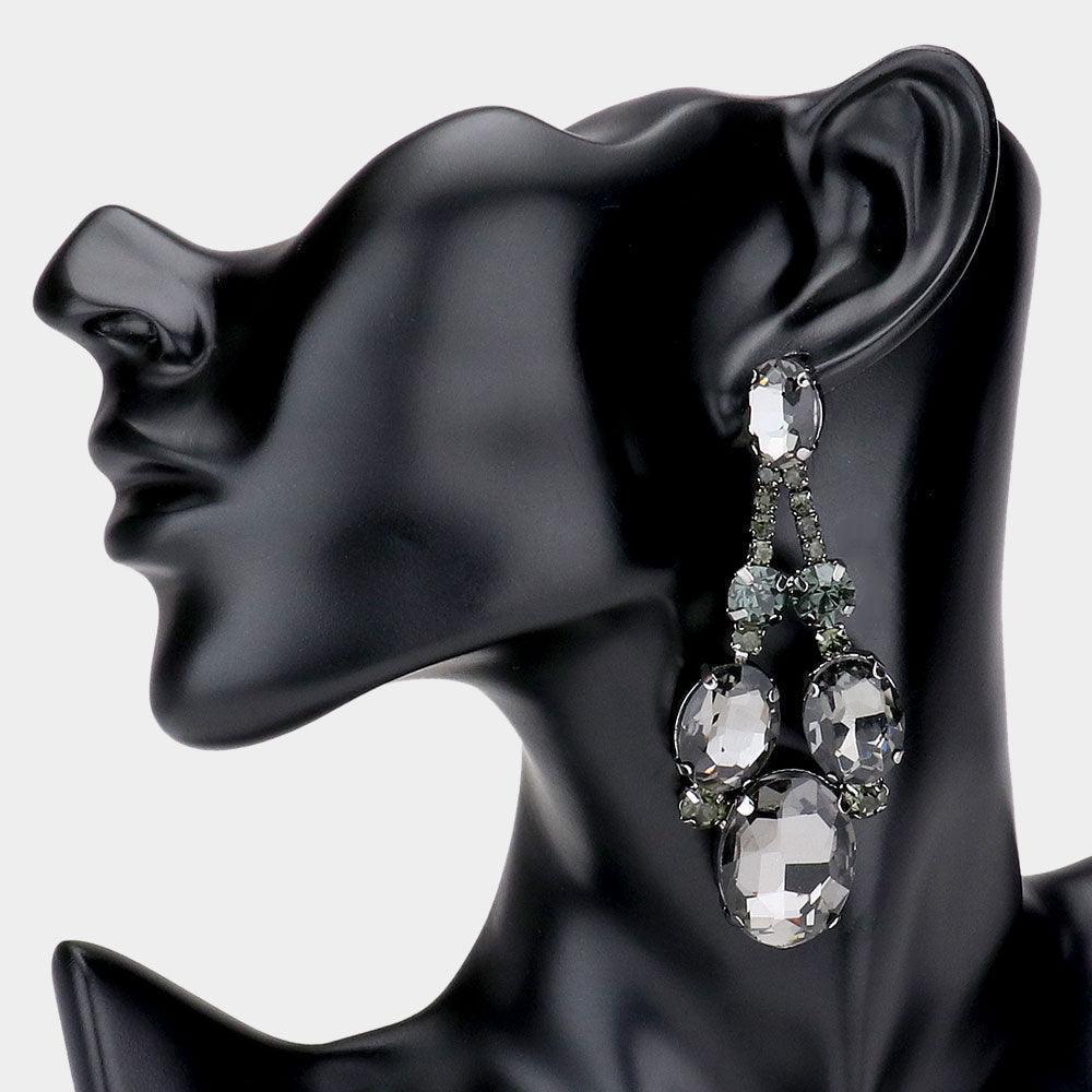Black Oval Stone Accented Evening Earrings - Jewelry Store by Erik Rayo