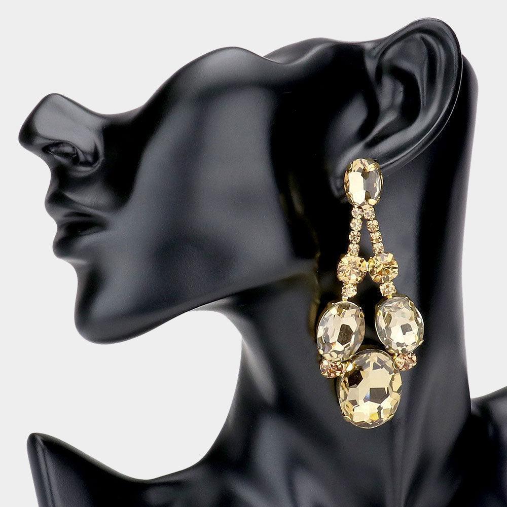 Oval Stone Accented Evening Earrings - Jewelry Store by Erik Rayo