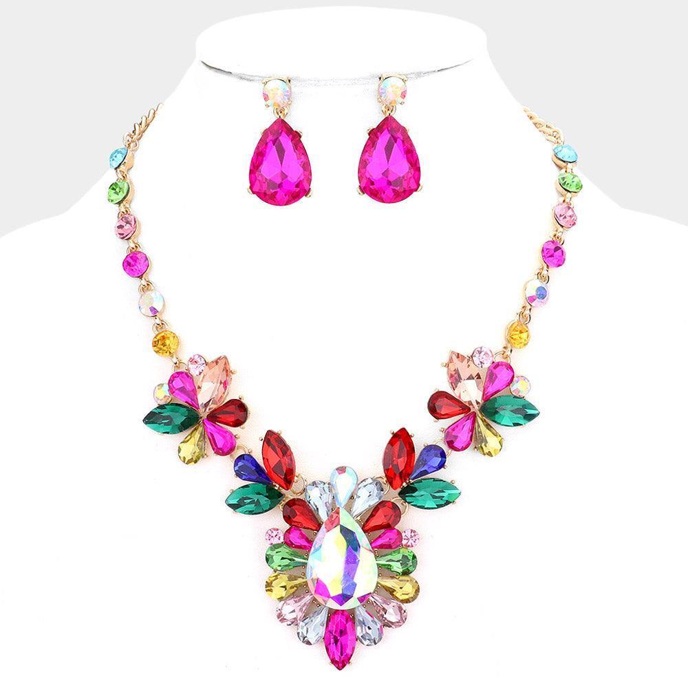 Teardrop Stone Cluster Evening Necklace - Jewelry Store by Erik Rayo