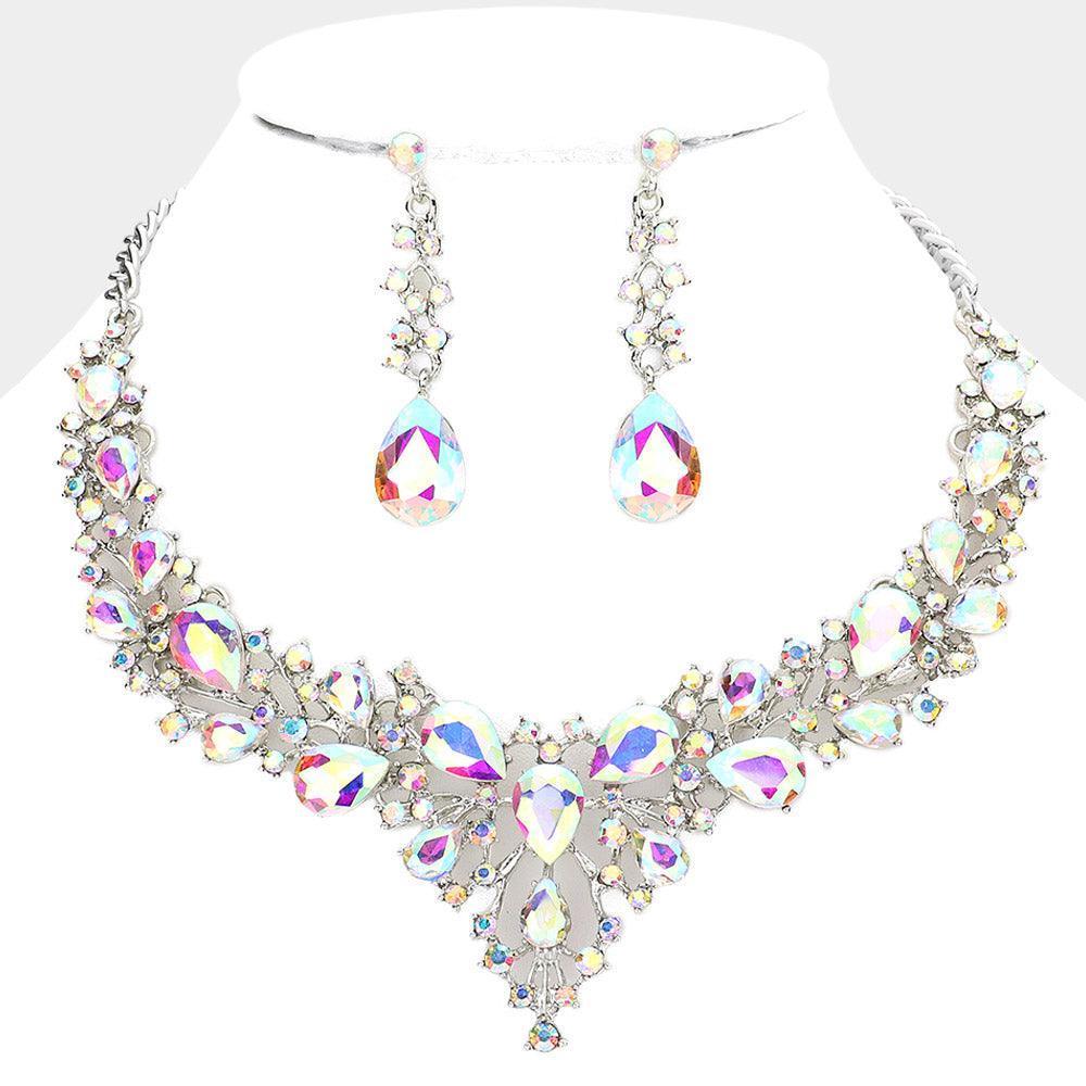 Teardrop Round Stone Cluster Evening Necklace - Jewelry Store by Erik Rayo