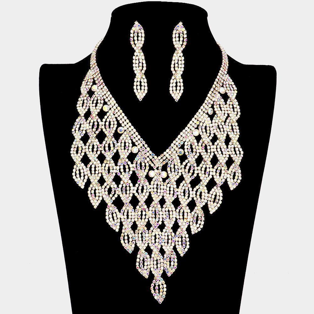 Gold Statement Evening Necklace Rhinestone Paved - Jewelry Store by Erik Rayo