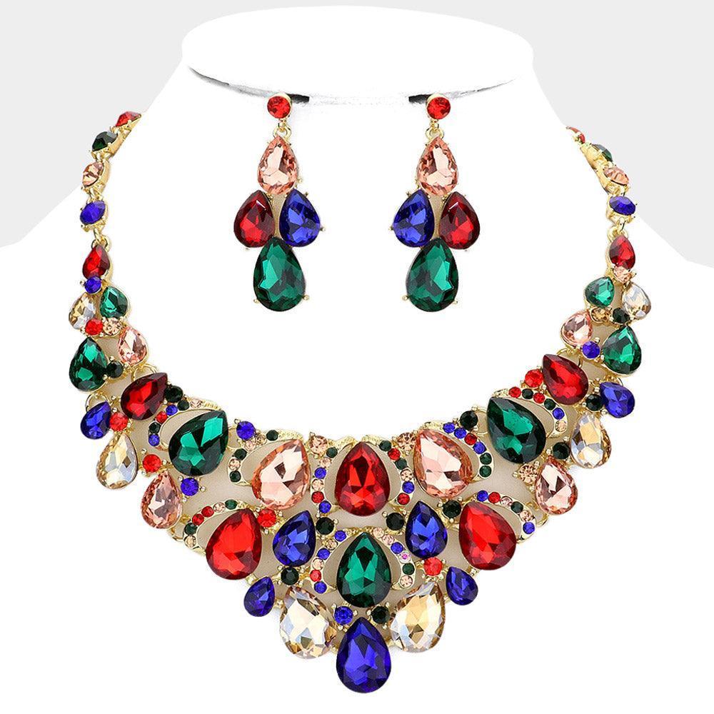 Teardrop Stone Cluster Evening Necklace - Jewelry Store by Erik Rayo
