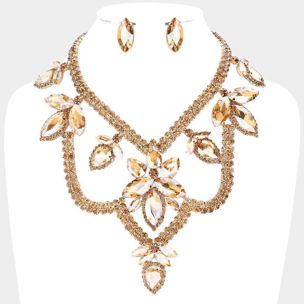 Teardrop Marquise Stone Accented Draped Evening Necklace - Jewelry Store by Erik Rayo