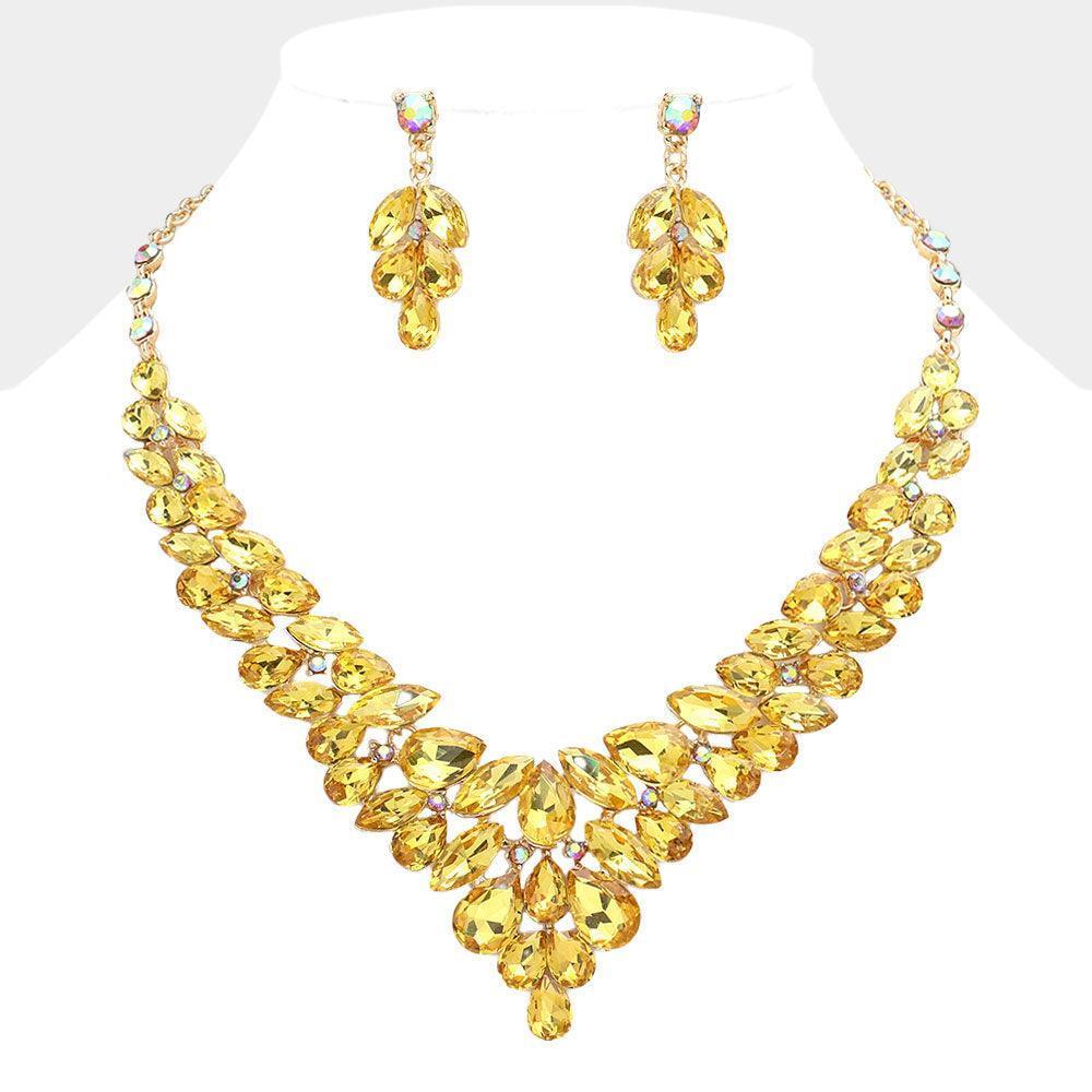Yellow Teardrop Stone Cluster Evening Necklace - Jewelry Store by Erik Rayo